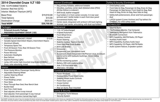 2014 Chevrolet Cruze 1LT
