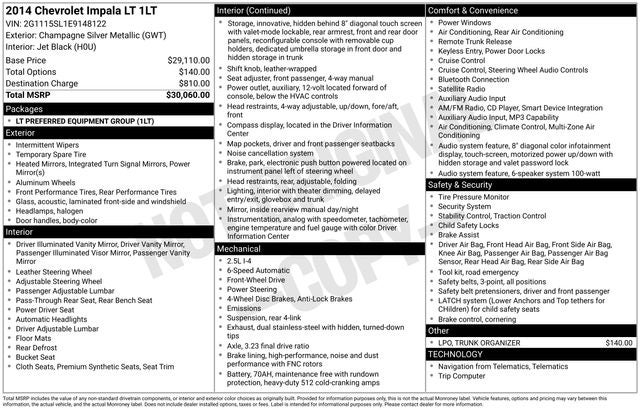 2014 Chevrolet Impala LT 1LT