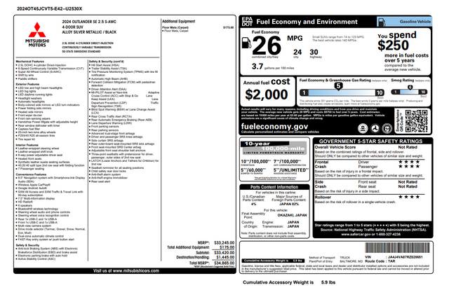 2024 Mitsubishi Outlander SE 4WD
