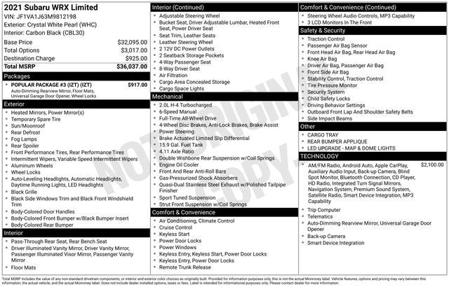 2021 Subaru WRX Limited