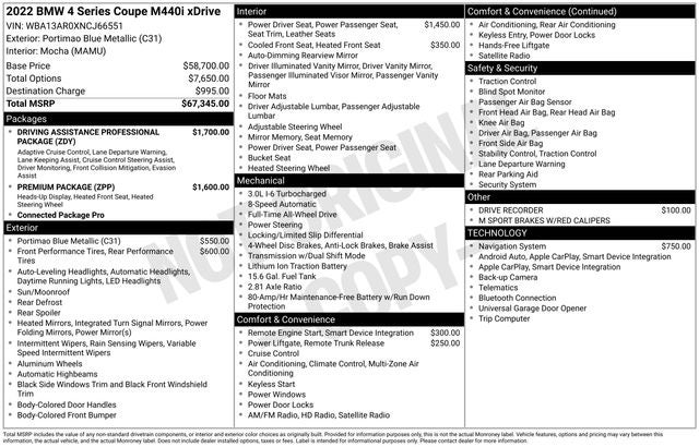 2022 BMW 4 Series M440i xDrive